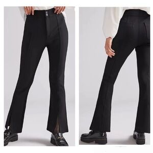 Anthropologie Maeve Size 6 Black Slit Split Front Flared Ponte Pant  NEW NWT